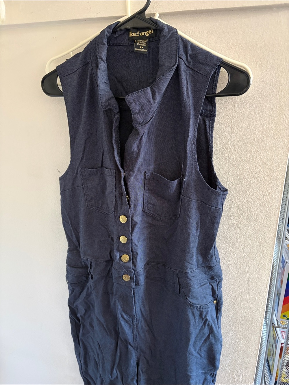 like an angel Navy Sleeveless Button-Front Jumpsuit